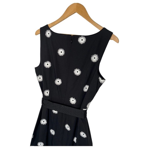New Talbots Dress Womens 10 Floral Applique Fit Flare Sleeveless Cocktail Black - Picture 12 of 16